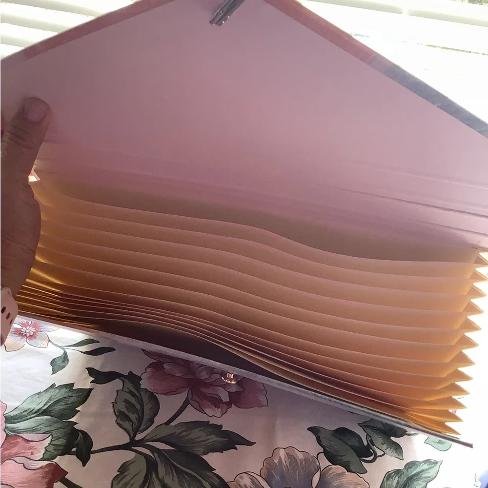 Accordion file holder with gold plated business card holder 2 pc office …